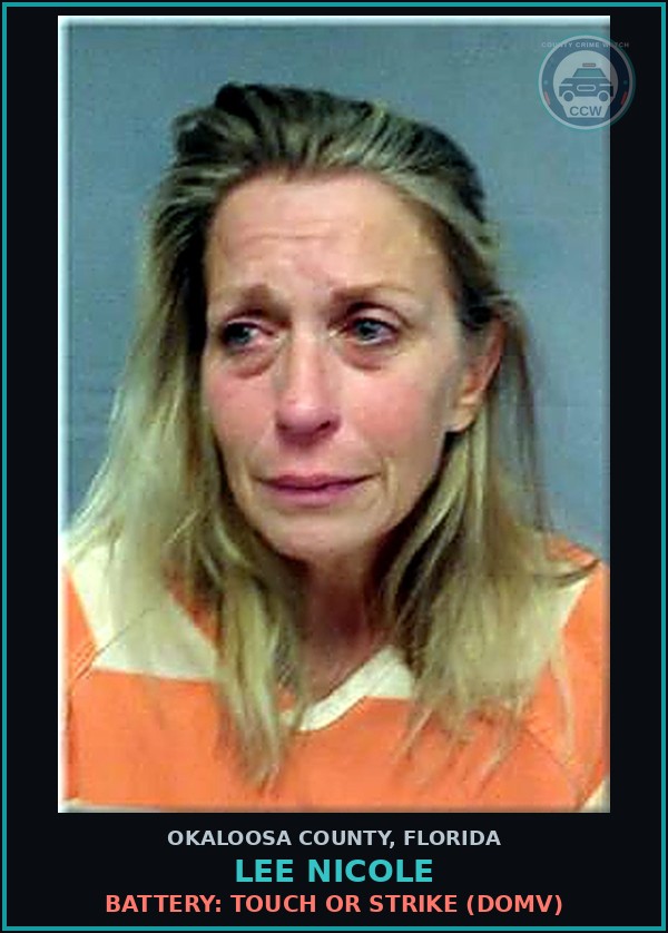 Booking mugshot of Lee Nicole in Okaloosa County
