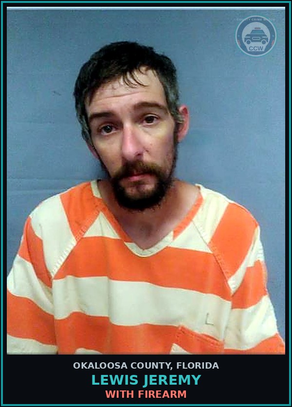 Booking mugshot of Lewis Jeremy in Okaloosa County