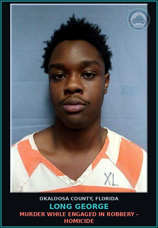 Booking mugshot of Long George in Okaloosa County