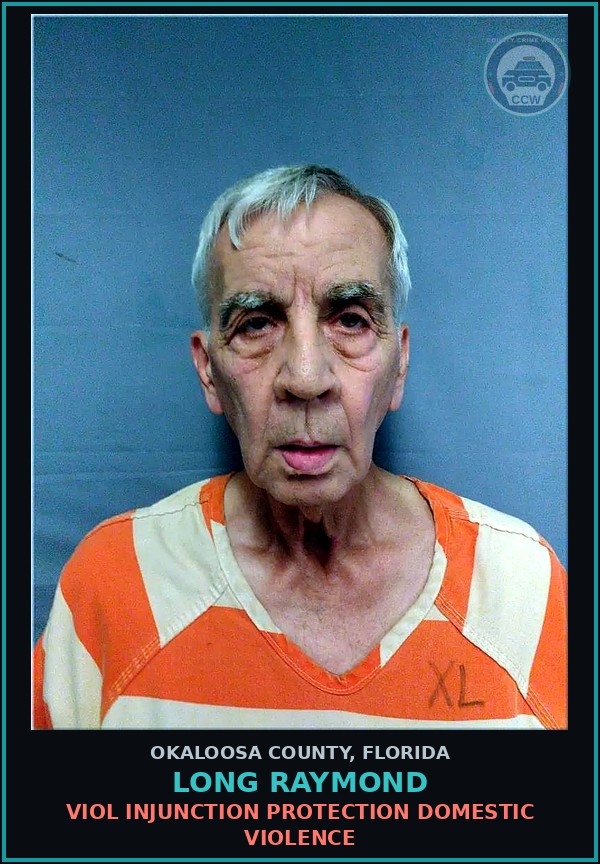 Booking mugshot of Long Raymond in Okaloosa County