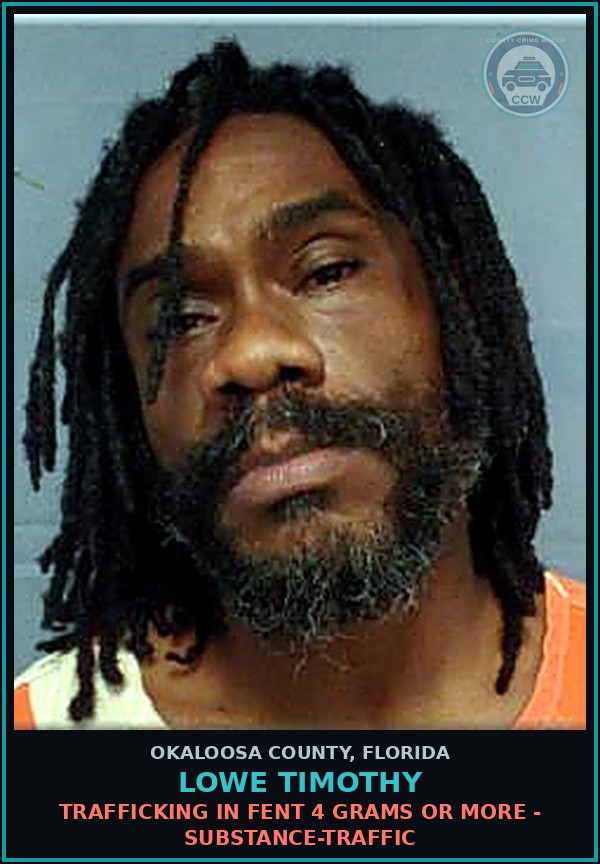 Booking mugshot of Lowe Timothy in Okaloosa County