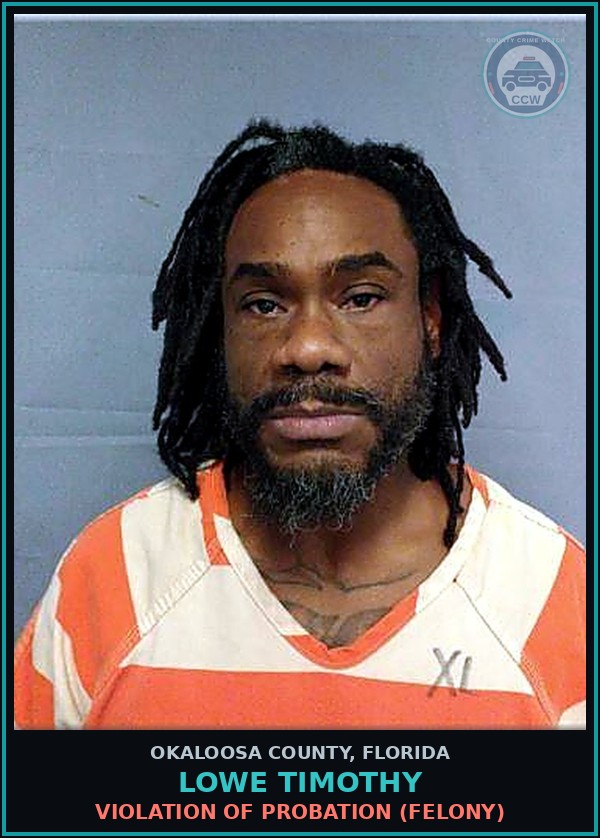 Booking mugshot of Lowe Timothy in Okaloosa County