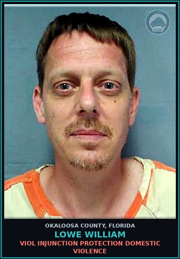 Booking mugshot of Lowe William in Okaloosa County