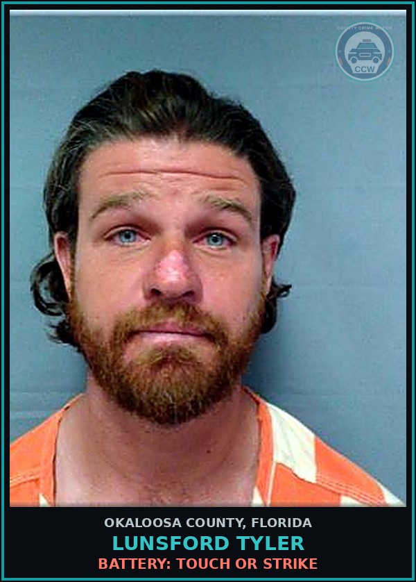 Booking mugshot of Lunsford Tyler in Okaloosa County