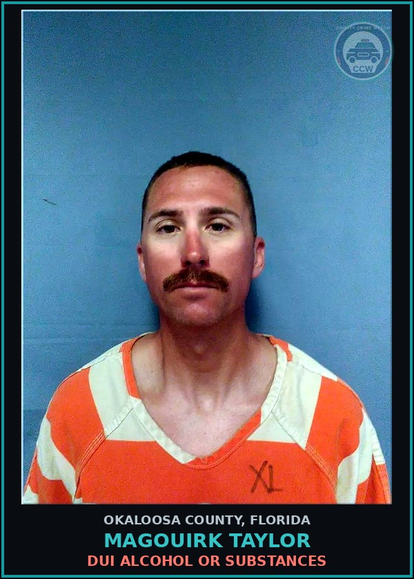 Booking mugshot of Magouirk Taylor in Okaloosa County