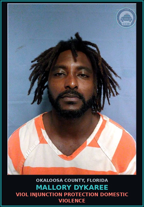 Booking mugshot of Mallory Dykaree in Okaloosa County