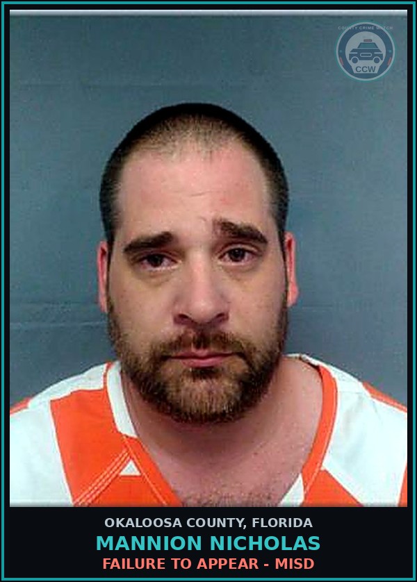 Booking mugshot of Mannion Nicholas in Okaloosa County