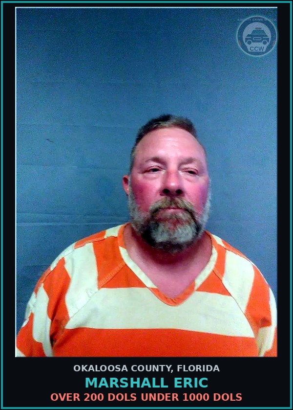 Booking mugshot of Marshall Eric in Okaloosa County