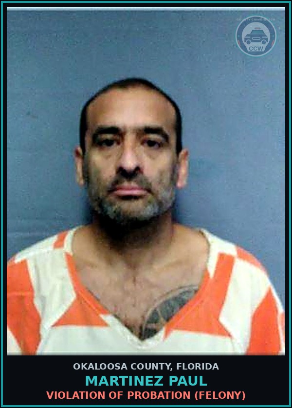 Booking mugshot of Martinez Paul in Okaloosa County