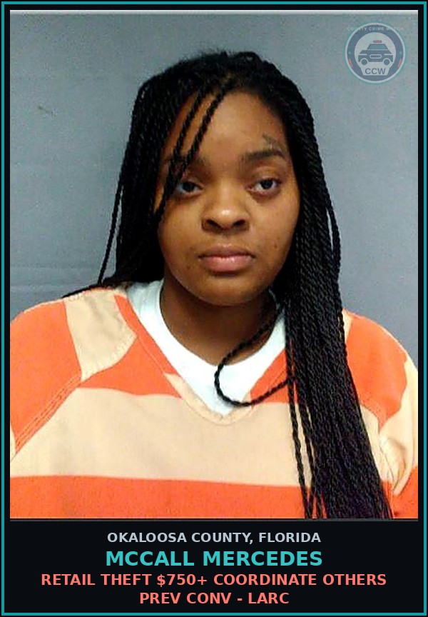 Booking mugshot of Mccall Mercedes in Okaloosa County