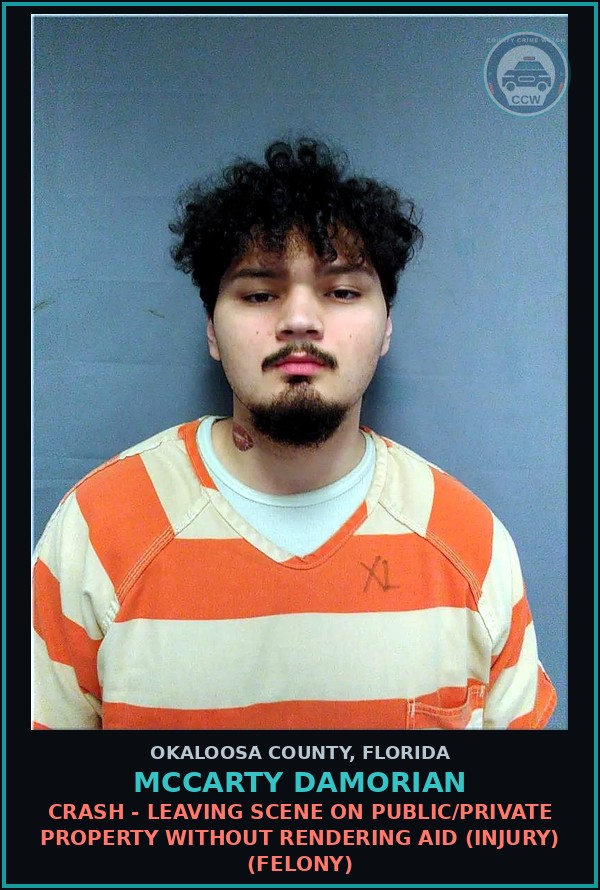Booking mugshot of Mccarty Damorian in Okaloosa County