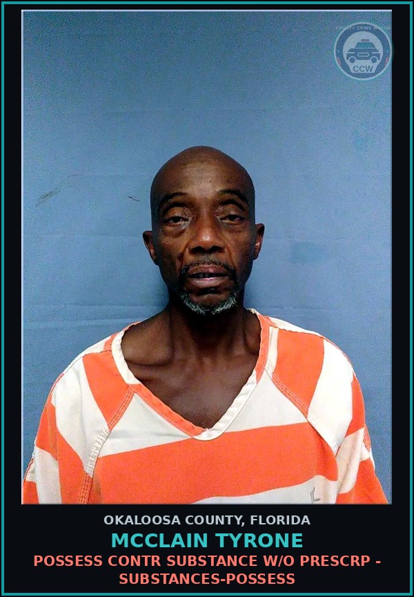 Booking mugshot of Mcclain Tyrone in Okaloosa County