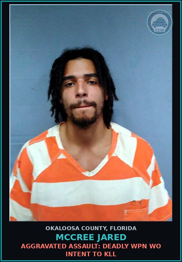 Booking mugshot of Mccree Jared in Okaloosa County