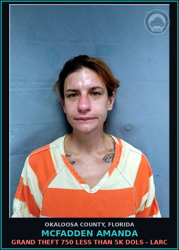 Booking mugshot of Mcfadden Amanda in Okaloosa County
