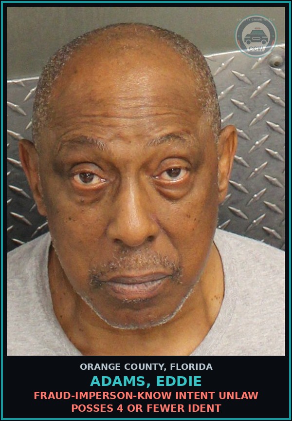 Booking mugshot of ADAMS, EDDIE in Orange County