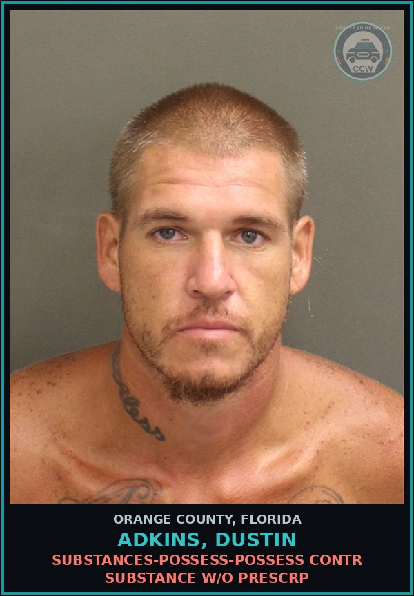 Booking mugshot of ADKINS, DUSTIN in Orange County