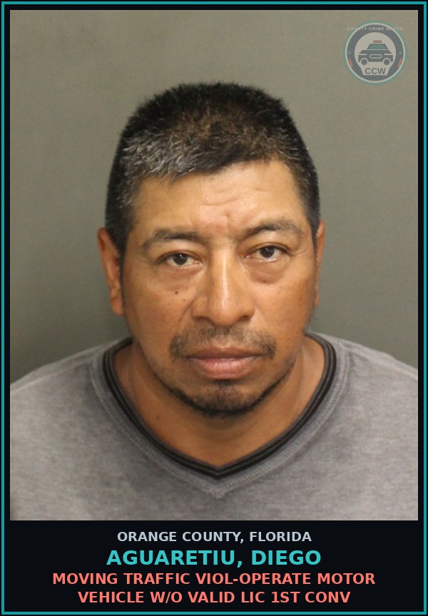 Booking mugshot of AGUARETIU, DIEGO in Orange County