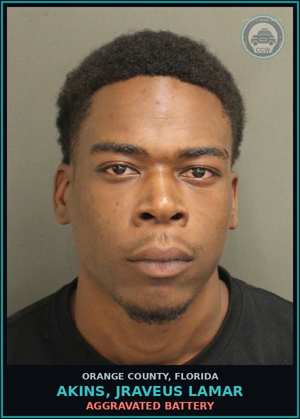 Booking mugshot of AKINS, JRAVEUS LAMAR in Orange County