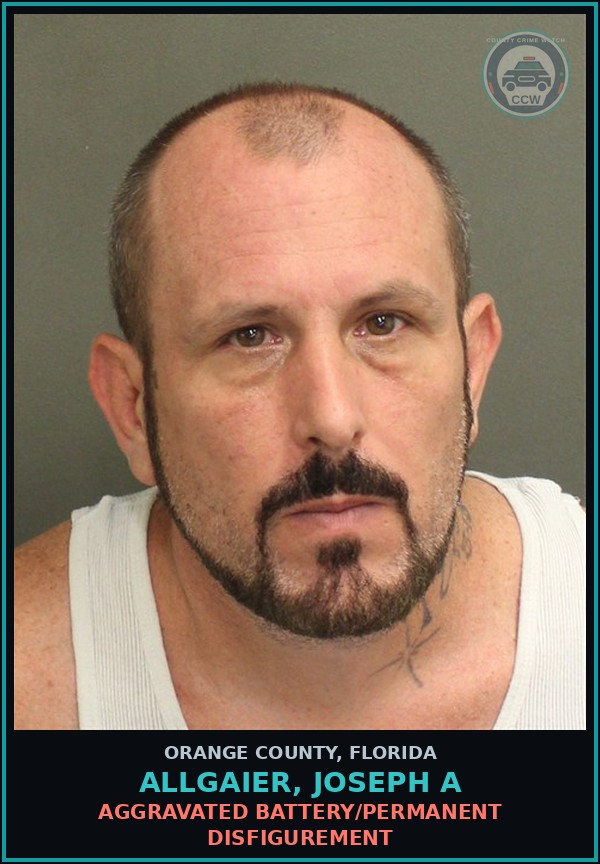Booking mugshot of ALLGAIER, JOSEPH A in Orange County