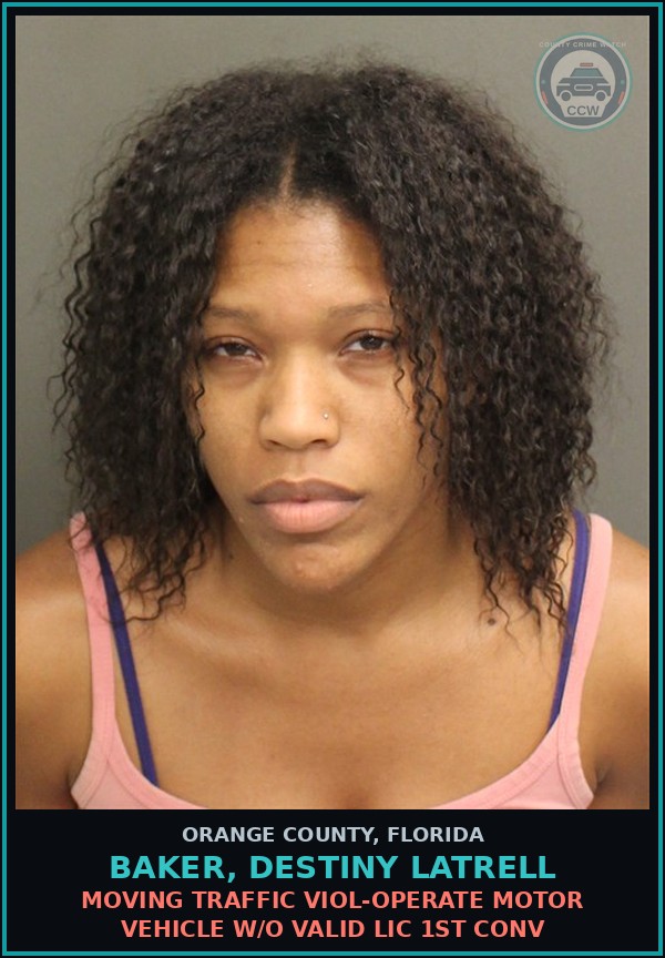 Booking mugshot of BAKER, DESTINY LATRELL in Orange County