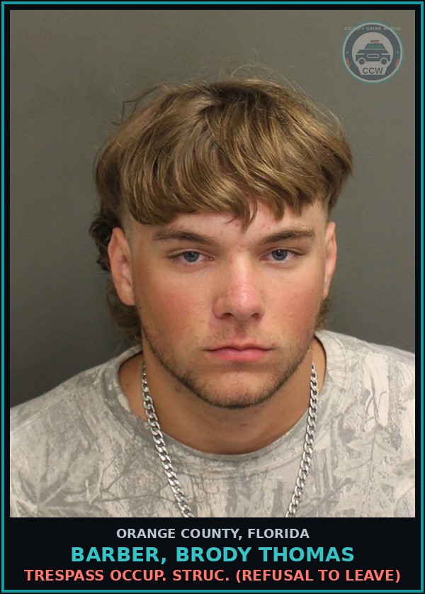 Booking mugshot of BARBER, BRODY THOMAS in Orange County