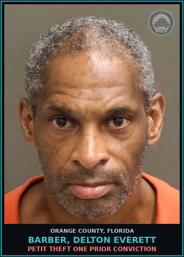 Booking mugshot of BARBER, DELTON EVERETT in Orange County