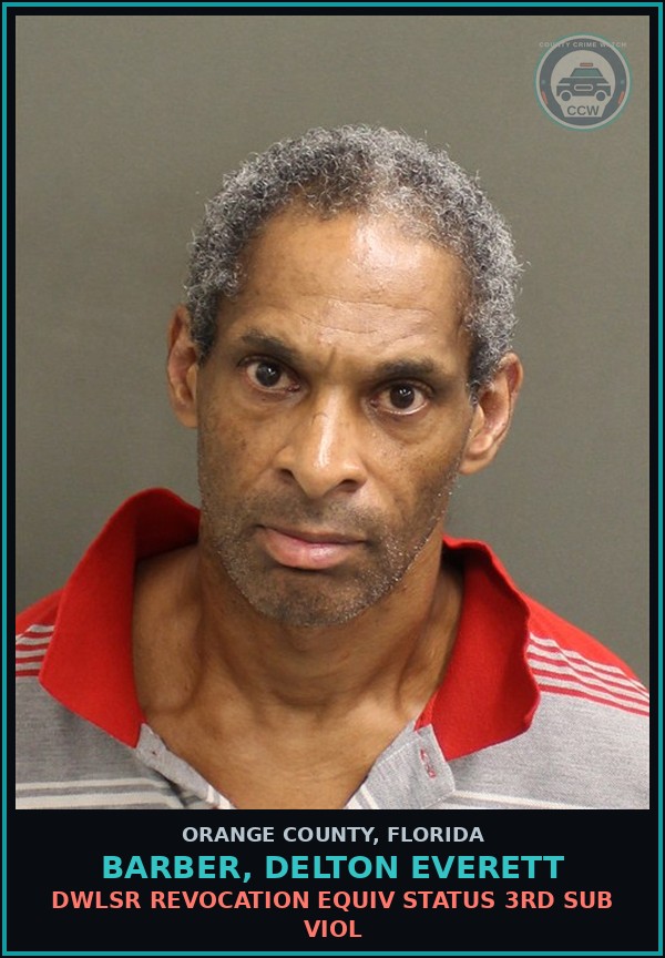 Booking mugshot of BARBER, DELTON EVERETT in Orange County