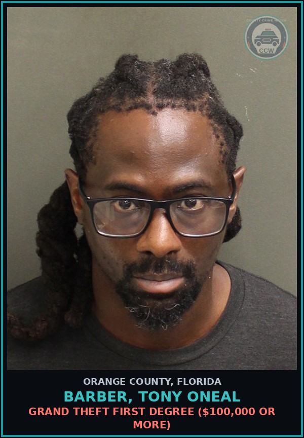 Booking mugshot of BARBER, TONY ONEAL in Orange County
