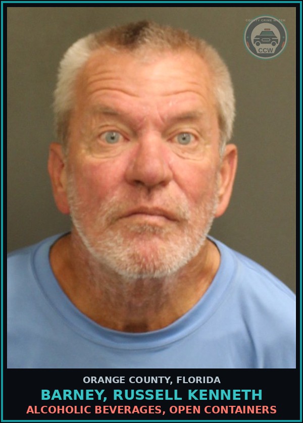 Booking mugshot of BARNEY, RUSSELL KENNETH in Orange County
