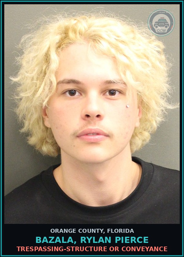 Booking mugshot of BAZALA, RYLAN PIERCE in Orange County
