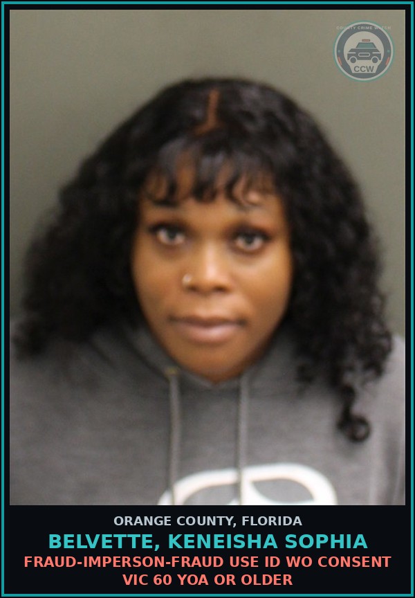 Booking mugshot of BELVETTE, KENEISHA SOPHIA in Orange County
