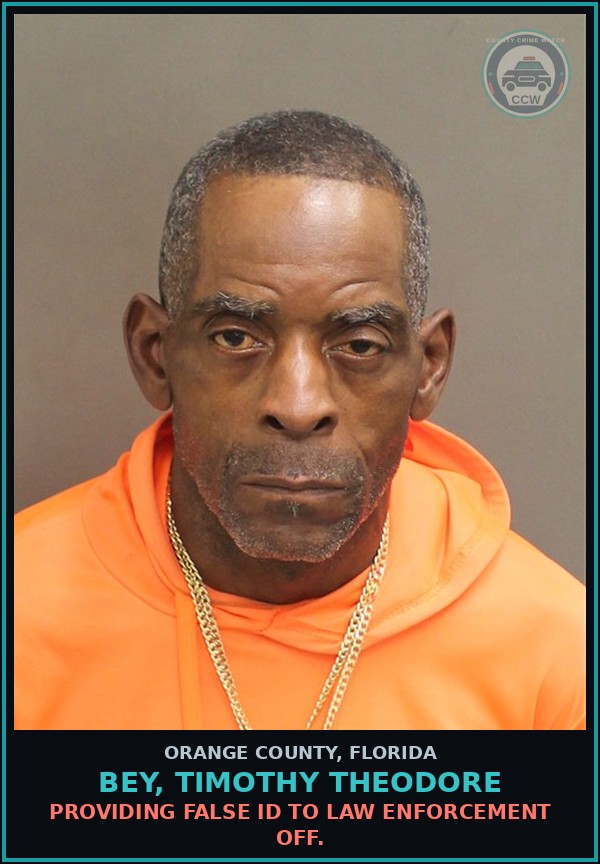 Booking mugshot of BEY, TIMOTHY THEODORE in Orange County