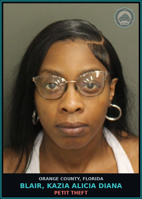 Booking mugshot of BLAIR, KAZIA ALICIA DIANA in Orange County