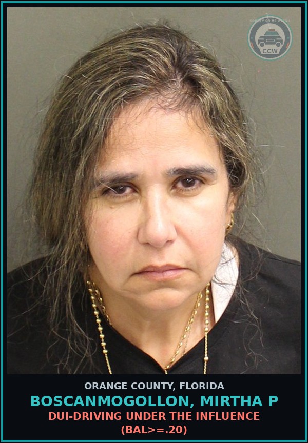 Booking mugshot of BOSCANMOGOLLON, MIRTHA P in Orange County