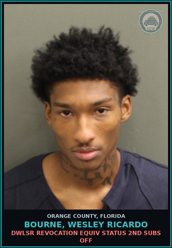 Booking mugshot of BOURNE, WESLEY RICARDO in Orange County