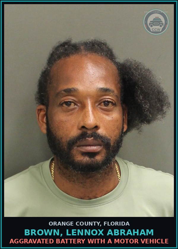 Booking mugshot of BROWN, LENNOX ABRAHAM in Orange County