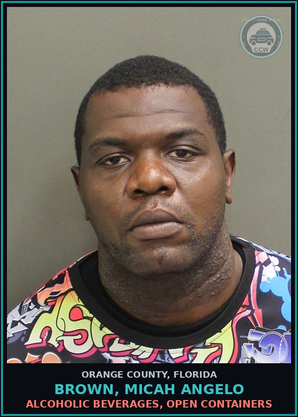 Booking mugshot of BROWN, MICAH ANGELO in Orange County