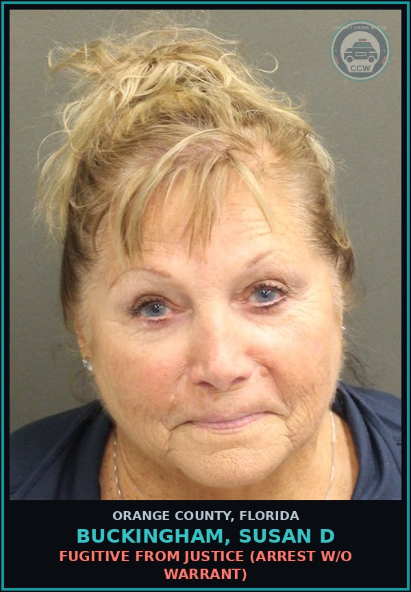 Booking mugshot of BUCKINGHAM, SUSAN D in Orange County