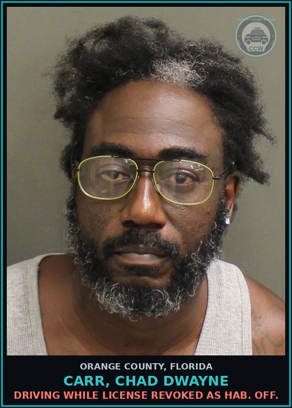 Booking mugshot of CARR, CHAD DWAYNE in Orange County