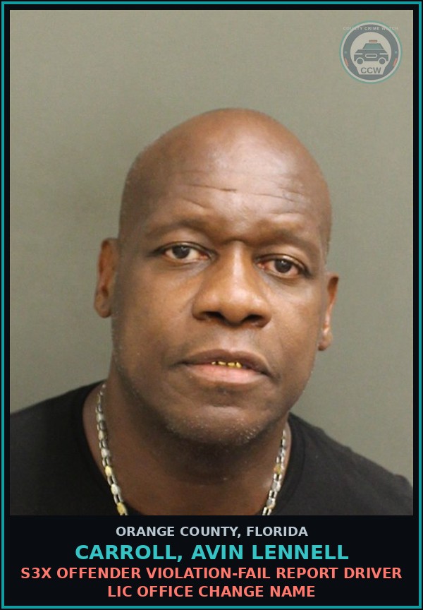 Booking mugshot of CARROLL, AVIN LENNELL in Orange County