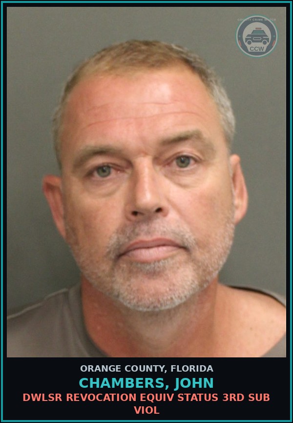 Booking mugshot of CHAMBERS, JOHN in Orange County