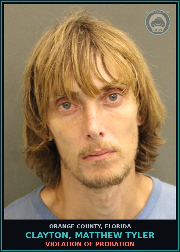 Booking mugshot of CLAYTON, MATTHEW TYLER in Orange County
