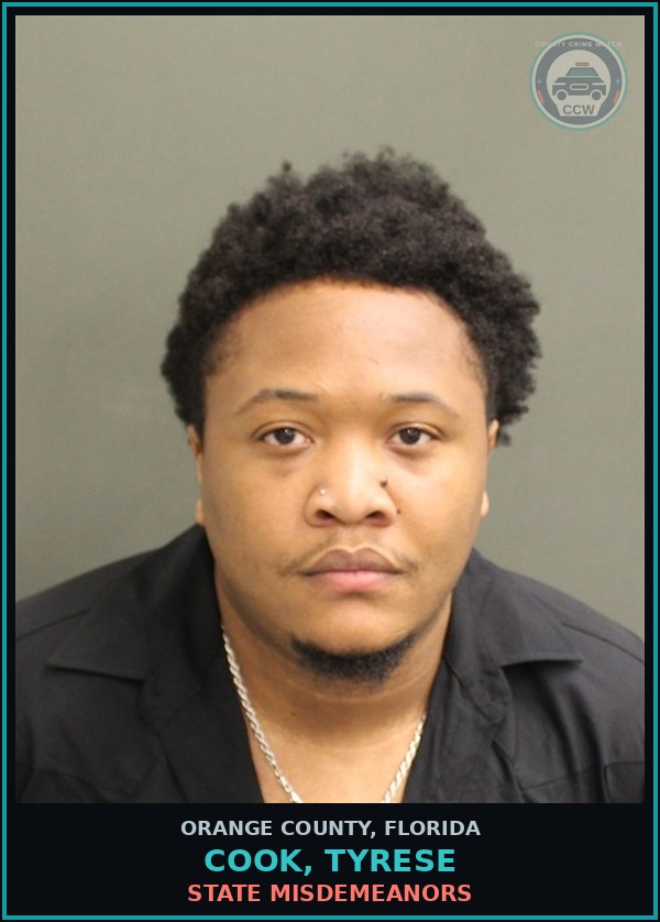 Booking mugshot of COOK, TYRESE in Orange County