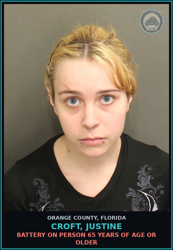 Booking mugshot of CROFT, JUSTINE in Orange County