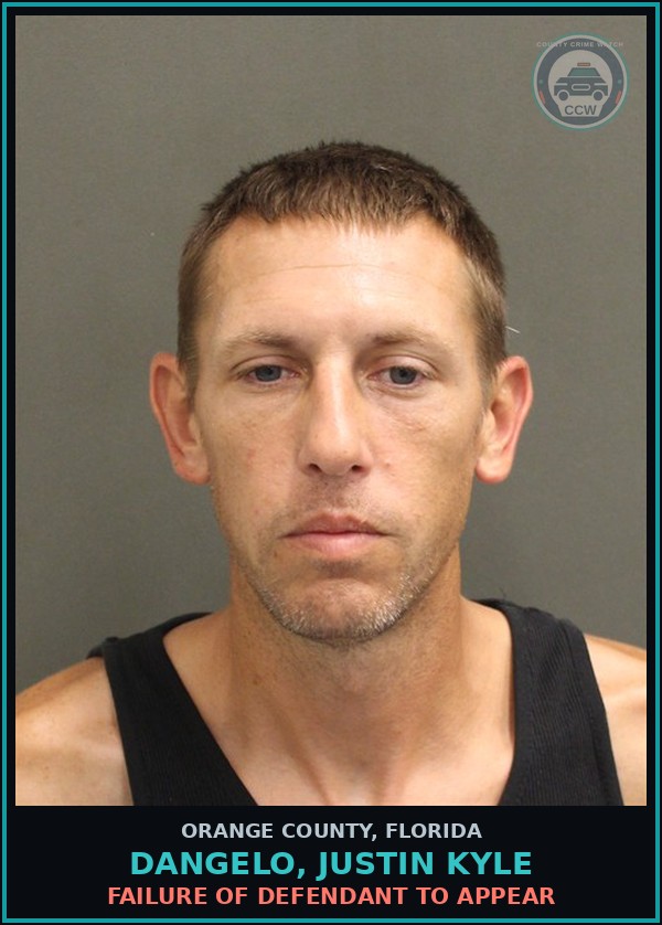 Booking mugshot of DANGELO, JUSTIN KYLE in Orange County