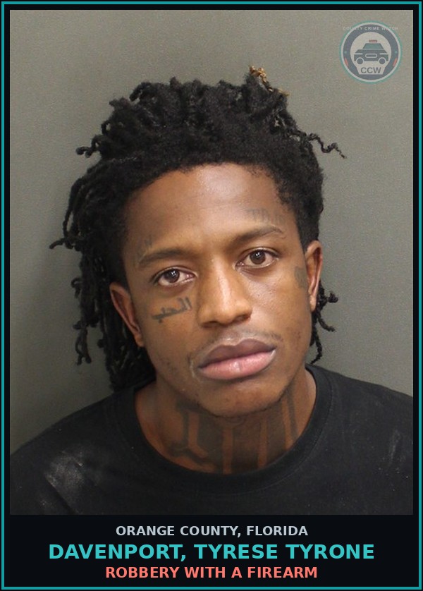 Booking mugshot of DAVENPORT, TYRESE TYRONE in Orange County