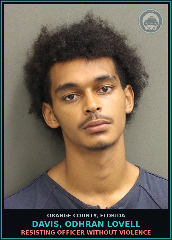 Booking mugshot of DAVIS, ODHRAN LOVELL in Orange County