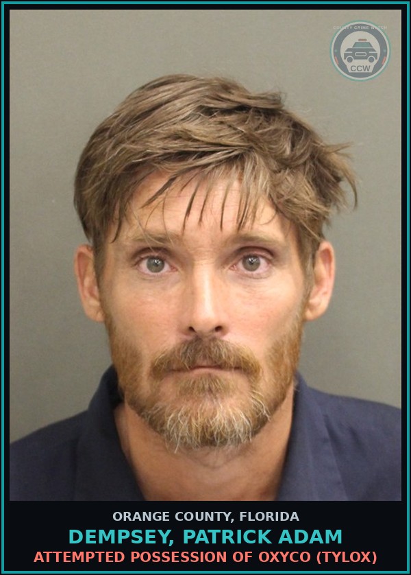 Booking mugshot of DEMPSEY, PATRICK ADAM in Orange County