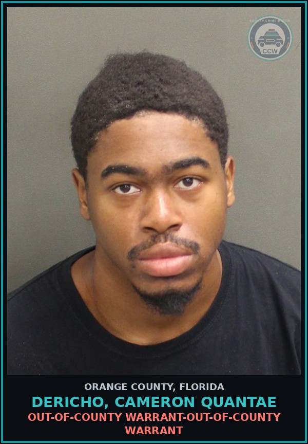 Booking mugshot of DERICHO, CAMERON QUANTAE in Orange County
