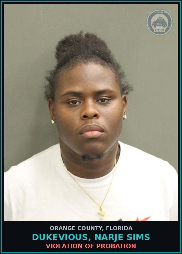 Booking mugshot of DUKEVIOUS, NARJE SIMS in Orange County